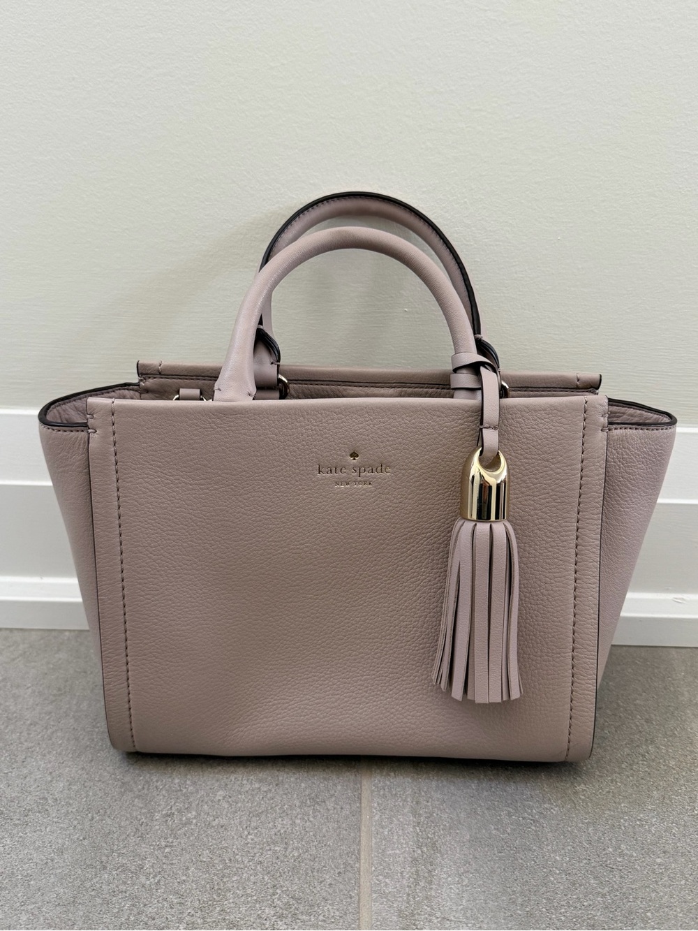 Kate Spade Dusty Pink/Taupe Leather Satchel with Tassel